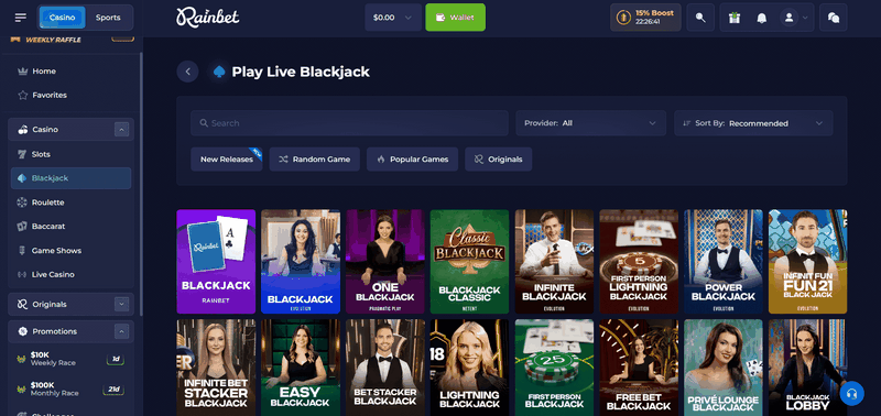 Popular video games at Rainbet